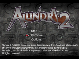 Alundra 2 title screen for Playstation